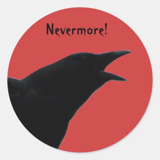 Nevermore Kraai Silhouet Ronde Sticker (Voorkant)