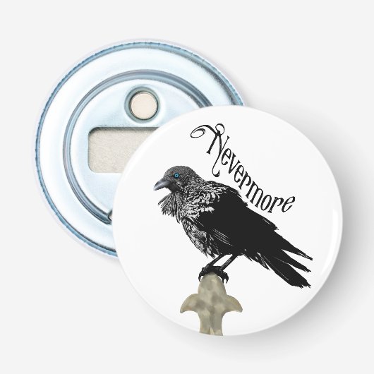 Nevermore Raven Button Flesopener (Voorkant)