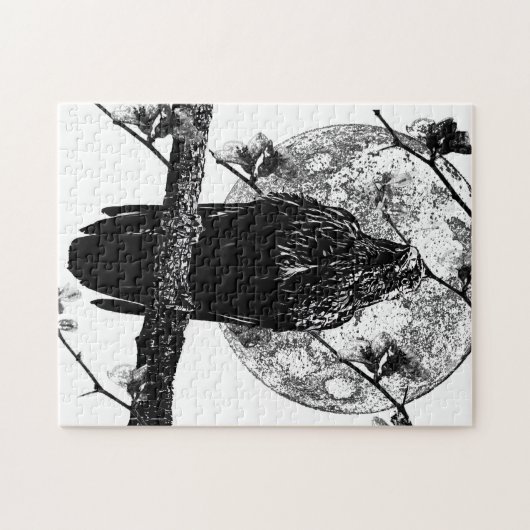 Nevermore Raven en de maan Jigzaag Puzzle Legpuzzel (Horizontaal)