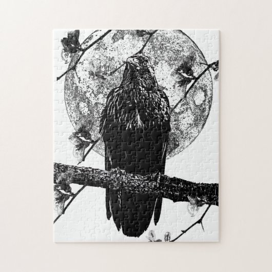 Nevermore Raven en de maan Jigzaag Puzzle Legpuzzel (Verticaal)
