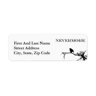 Nevermore Raven Gedicht Edgar Allan Poe Quote Etiket