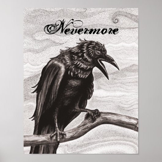 Nevermore Raven in het Mist Poster (Voorkant)