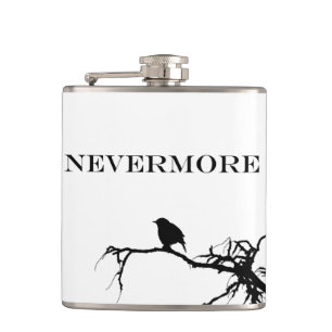 Nevermore Raven Poem Edgar Allan Poe Design Heupfles
