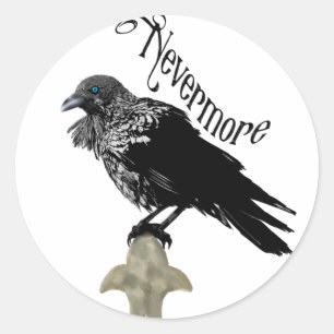 Nevermore Raven Ronde Sticker