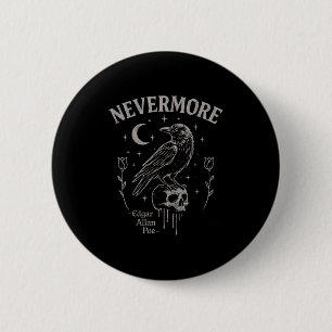Nevermore Raven Skull Art, Gothic Edgar Allan Poe Ronde Button 5,7 Cm