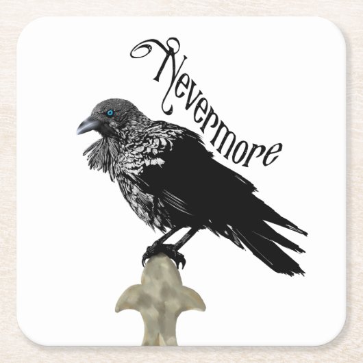 Nevermore Raven Vierkante Kartonnen Onderzetter (Voorkant)