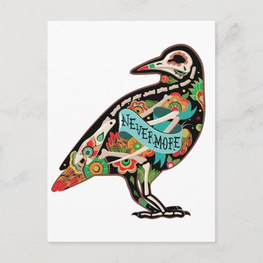 Nevermore Sugar Skull Raven Briefkaart (Voorkant)