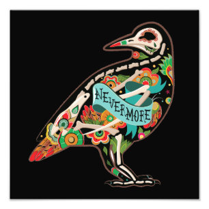 Nevermore Sugar Skull Raven Foto Afdruk