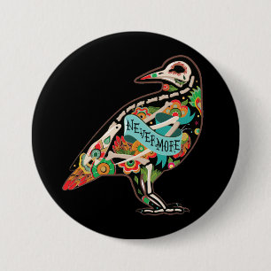 Nevermore Sugar Skull Raven Ronde Button 7,6 Cm