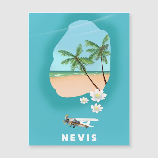 Nevis Caribbean Island Illustrated map. (Voorkant)