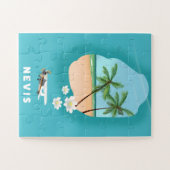 Nevis Caribbean Island Illustrated map. Legpuzzel (Horizontaal)