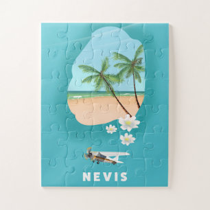 Nevis Caribbean Island Illustrated map. Legpuzzel