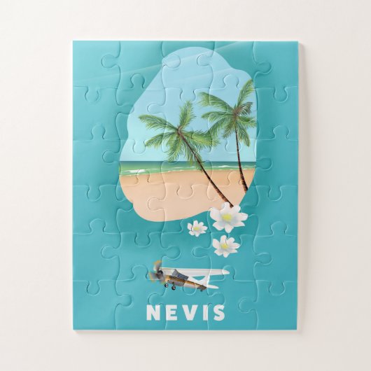 Nevis Caribbean Island Illustrated map. Legpuzzel (Verticaal)