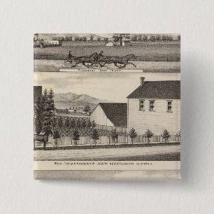 Nevis, groene woningen, boerderijen vierkante button 5,1 cm