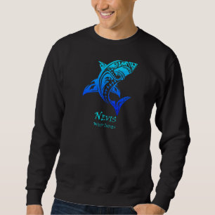 Nevis West Indies Vintage Retro Tribal Shark Vacat Trui