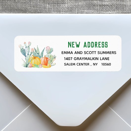 New Address Moving Announcement Holiday Cactus Etiket