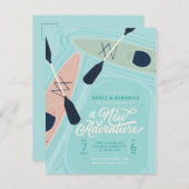 New Adventure Kayak Couples bruiloft Invitat Briefkaart (Voorkant / Achterkant)