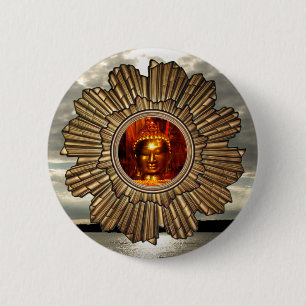 new age Boeddha Sun Brooch Ronde Button 5,7 Cm