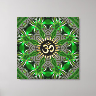 New age Groen Biologisch Goud Om Teken Mandala Canvas Afdruk