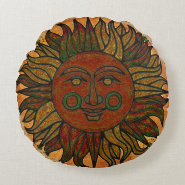 New age Grunge Harvest Rond Kussen (Voorkant)