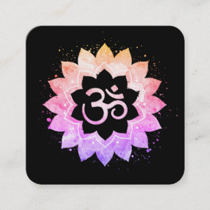 *~* New age Lotus Flower Mandala Om Aum Symbool Vierkante Visitekaartje