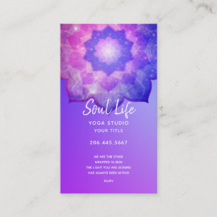 New Age Violet Lotus Meditatie Mandala Visitekaartje