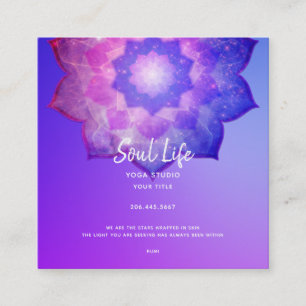 new age   Violet Lotus Meditation Mandala Vierkante Visitekaartje