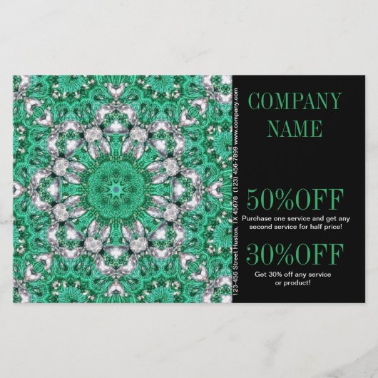 New Age Yoga-instructrice smaragdgroene Mandala Flyer (Voorkant)