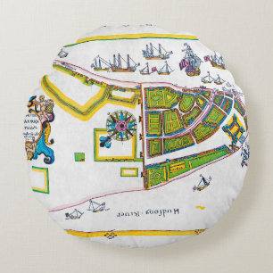 New Amsterdam Map, 1661 Rond Kussen
