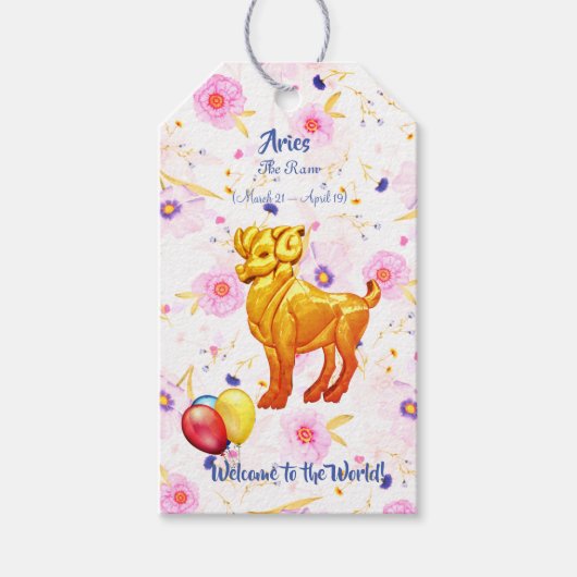 'New Baby' Aries Cadeaulabel (Voorkant)