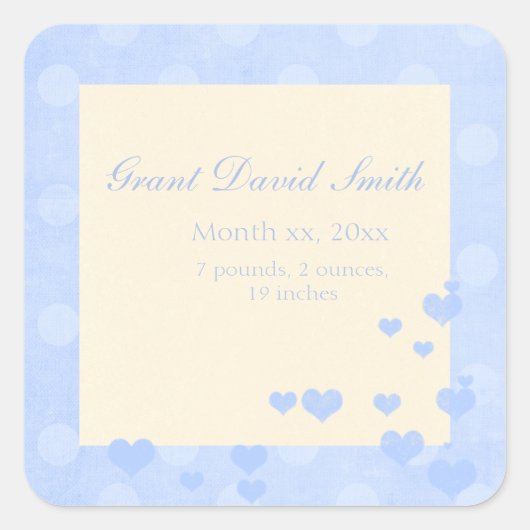 New Baby Boy Announcement Sticker (Voorkant)