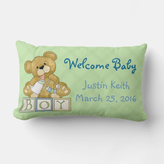 New Baby Boy Pillow Kussen (Voorkant)
