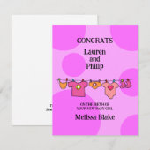 New Baby Girl Gefeliciteerd Kaart (Voorkant / Achterkant)