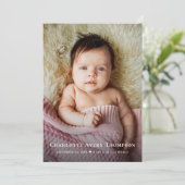 New Baby GIRL Photo Thank you Heart Modern Birth Aankondiging (Staand voorkant)