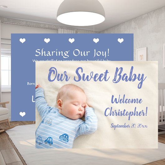 New Baby Photo With Name Blue  Aankondiging