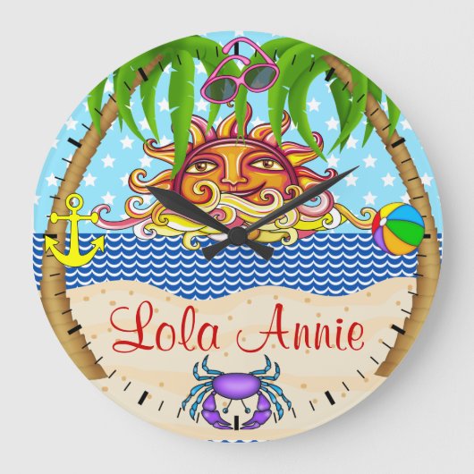 New Beach Sun Ocean Wall Clock 5 - SRF Grote Klok (Voorkant)
