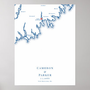 New Bedford Huwelijkskaart Gastboek Poster