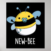 New Bee Funny Insect Bug Dark BG Poster (Voorkant)