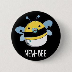 New Bee Funny Insect Bug Dark BG Ronde Button 5,7 Cm