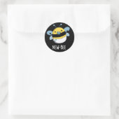 New Bee Funny Insect Bug Dark BG Ronde Sticker (Tas)