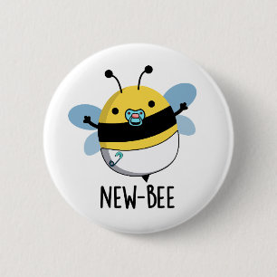 New Bee Funny Insect Bug Pun Ronde Button 5,7 Cm