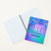 New beginnings blue ombre drips monogram large notitieboek (Binnen)