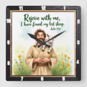 New Beginnings: Found My Sheep Vierkante Klok (Voorkant)