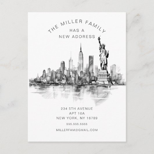 New Beginnings NYC Skyline Verhuisaankondiging Aankondigingskaart (Voorkant)
