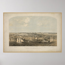 New Bern North Carolina 1864 Antiek Panorama Poster