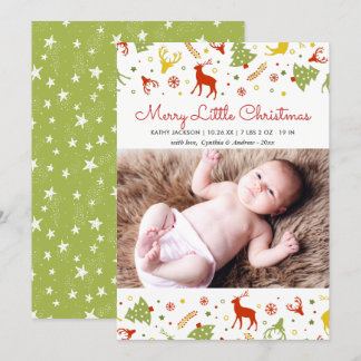 New Born Baby First Kerstfeest Lovely Cute Photo Feestdagenkaart