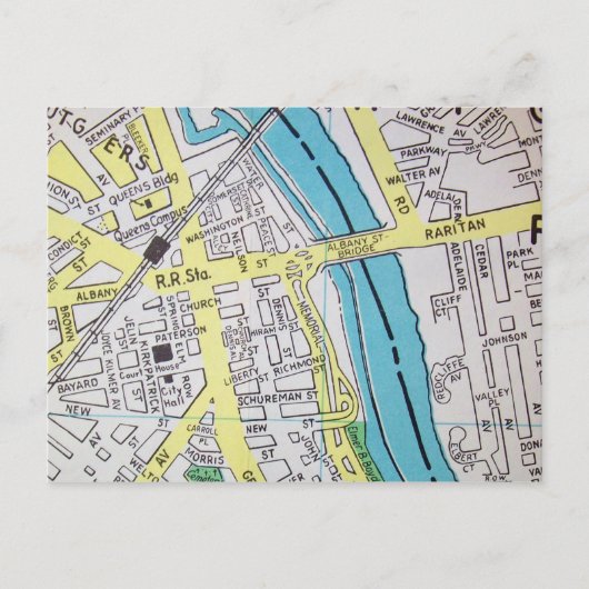 New Brunswick, NJ  Map Briefkaart (Voorkant)