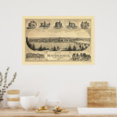 New Brunswick, NJ Panoramic Map - 1880 Poster (Keuken)