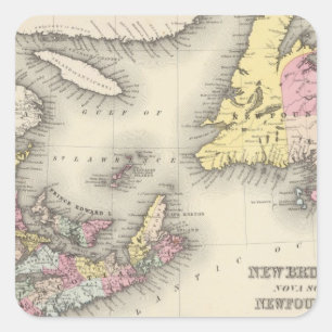 New Brunswick, Nova Scotia, Newfoundland Vierkante Sticker