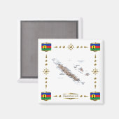 New Caledonia Map + Flags Magnet (Recto/Verso)